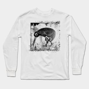 Kiwi bird wood print style Long Sleeve T-Shirt